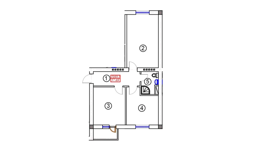 2-комнатная квартира 57.69 м²  4/5 этаж | Жилой комплекс BATOSH
