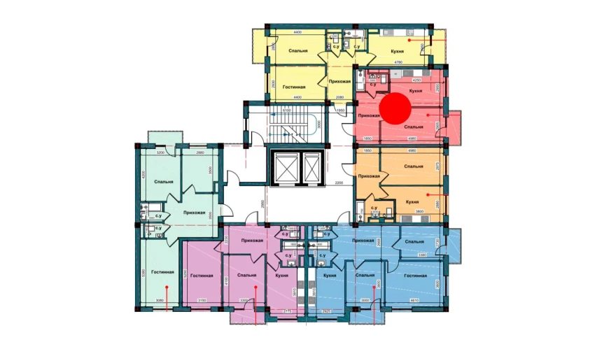 1-xonali xonadon 44.2 m²  8/10 qavat | NUR BARAKA Turar-joy majmuasi
