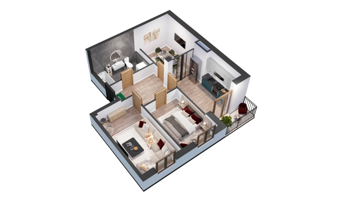 2-комн. квартира 58.75 м²  2/10 этаж | Жилой комплекс YANGIOBOD RESIDENCE