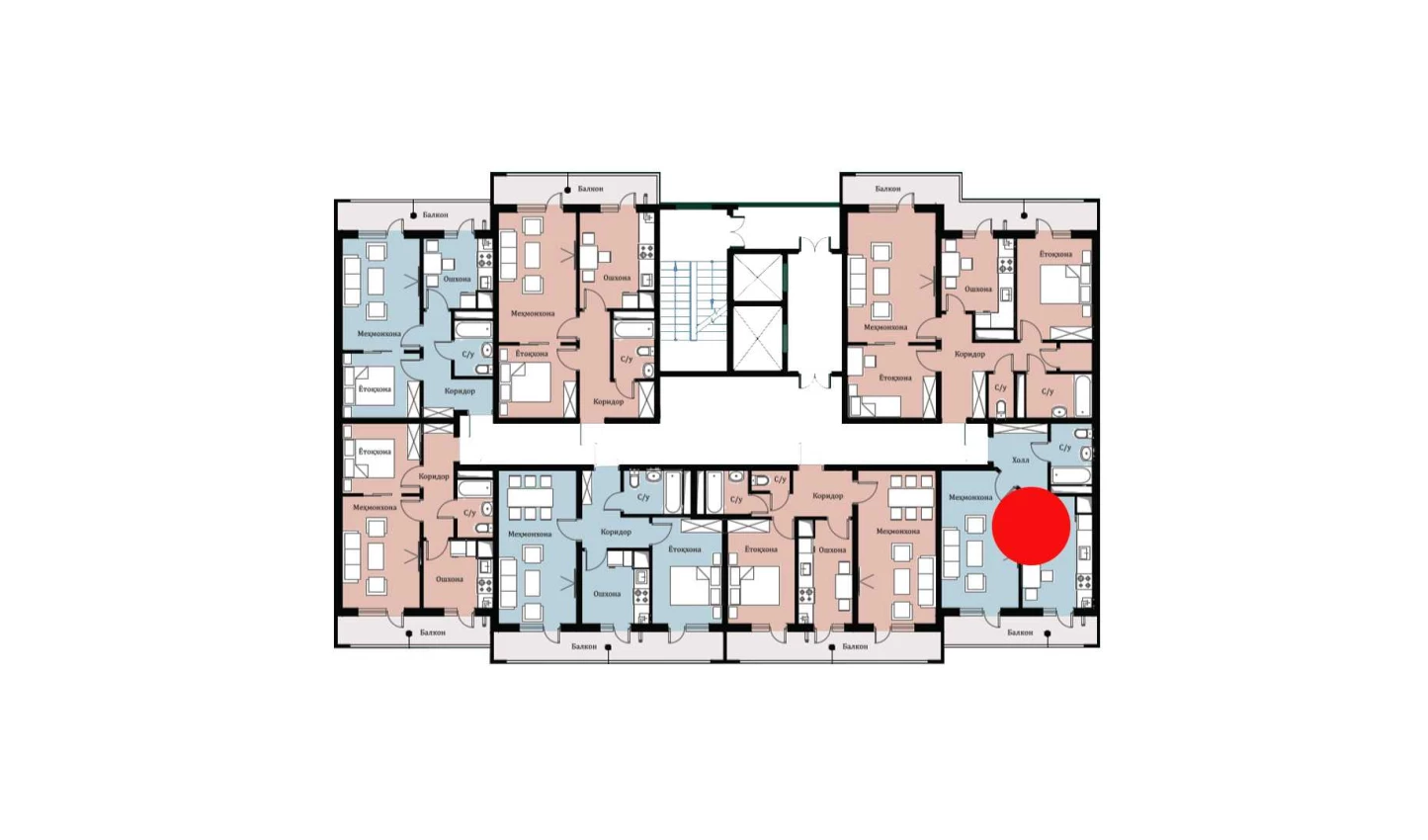 1-комн. квартира 38.61 м²  1/16 этаж | Жилой комплекс SOKIN DIYOR