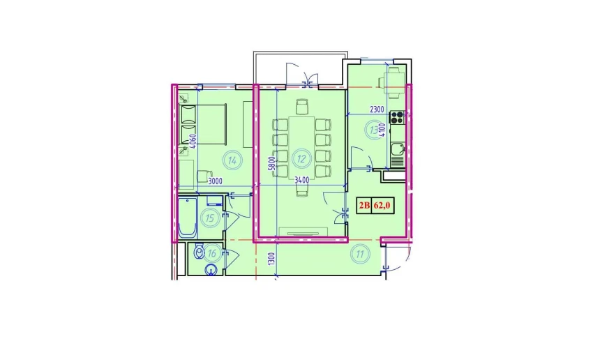 2-xonali xonadon 62 m²  1/9 qavat | Ahillik Turar-joy majmuasi