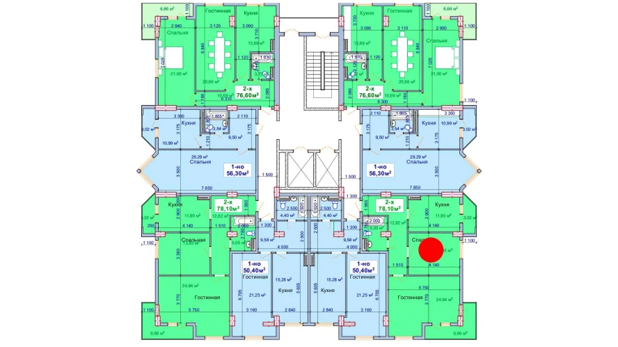 2-комн. квартира 78.1 м²  6/9 этаж | Жилой комплекс SHAYX-UL OLAM