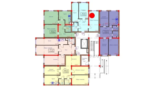 2-xonali xonadon 62.2 m²  1/9 qavat | Orzular Turar-joy majmuasi