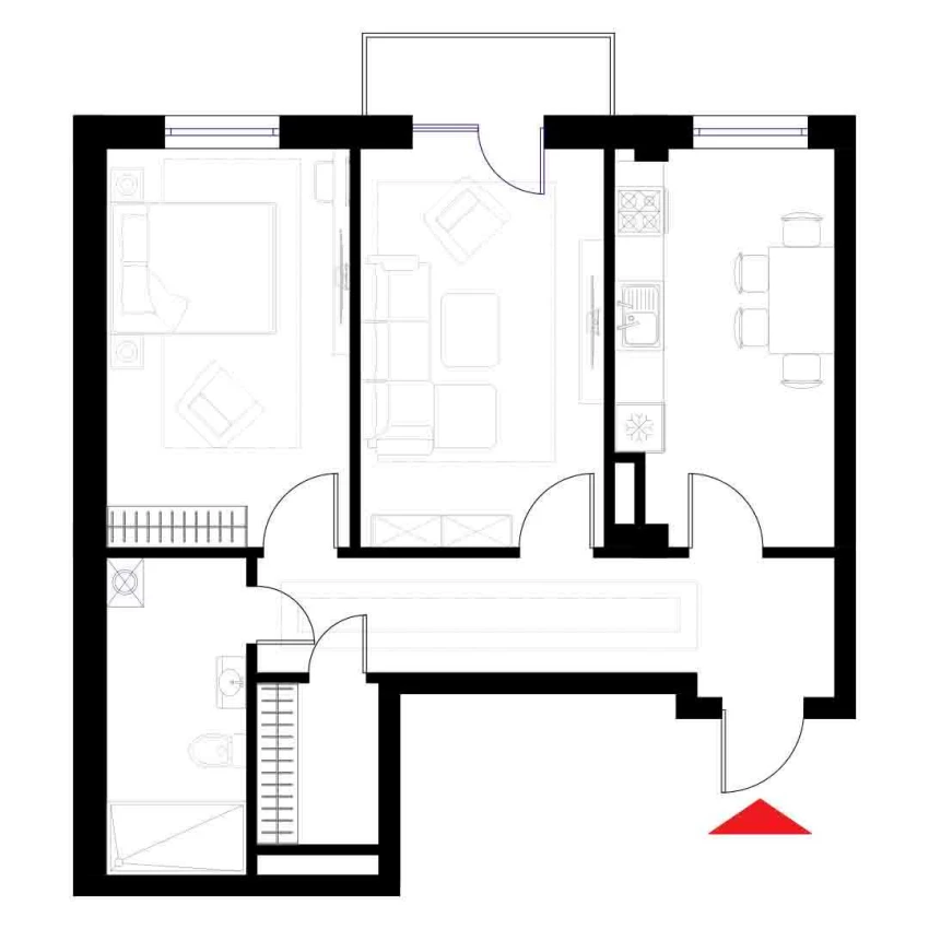 2-xonali xonadon 67.5 m²  2/6 qavat | CHOSHTEPA GARDEN Turar-joy majmuasi