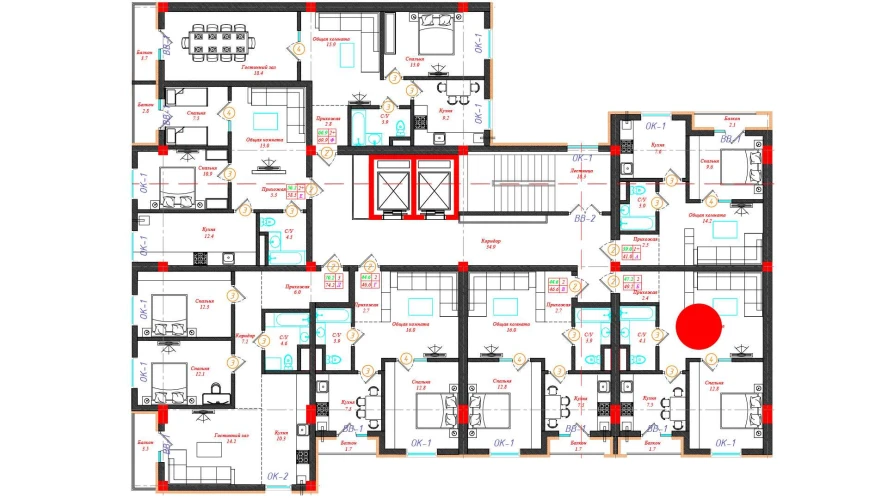 2-комн. квартира 49.2 м²  7/12 этаж | Жилой комплекс CHINARA PARK