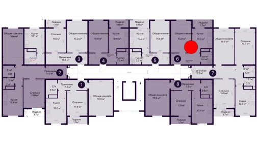 1-комнатная квартира 38 м²  9/9 этаж | Жилой комплекс SOHIL BO'YI ANDIJON