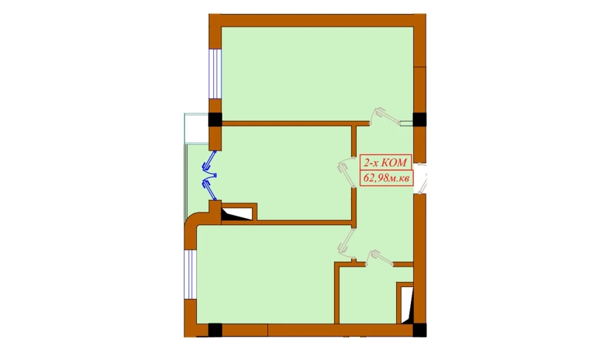 2-комнатная квартира 62.98 м²  12/12 этаж | Жилой комплекс Aviasozlar Plaza