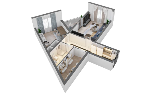 1-комнатная квартира 63.75 м²  16/16 этаж | Жилой комплекс TRINITY