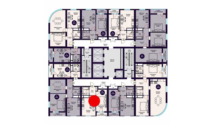 2-комнатная квартира 43.65 м²  17/20 этаж | Жилой комплекс ECO TOWER 2
