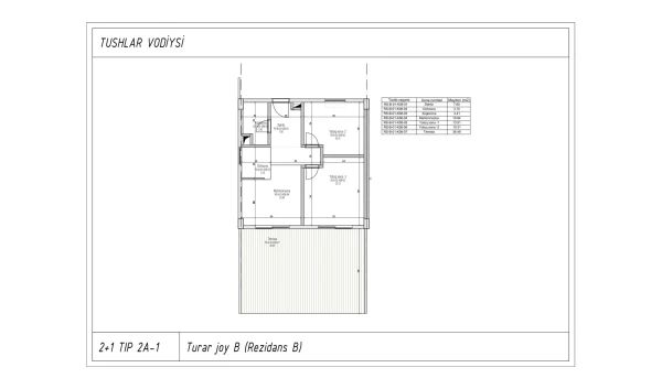 3-комнатная квартира 59.82 м²  1/6 этаж | Жилой комплекс TUSHLAR VODIYSI