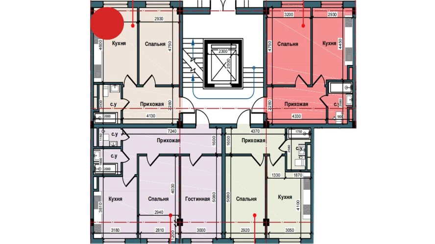 1-xonali xonadon 47.7 m²  7/9 qavat | NUR BARAKA Turar-joy majmuasi