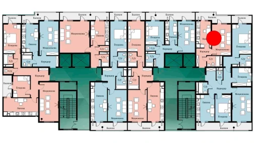 1-xonali xonadon 36.03 m²  14/16 qavat | SOKIN DIYOR Turar-joy majmuasi