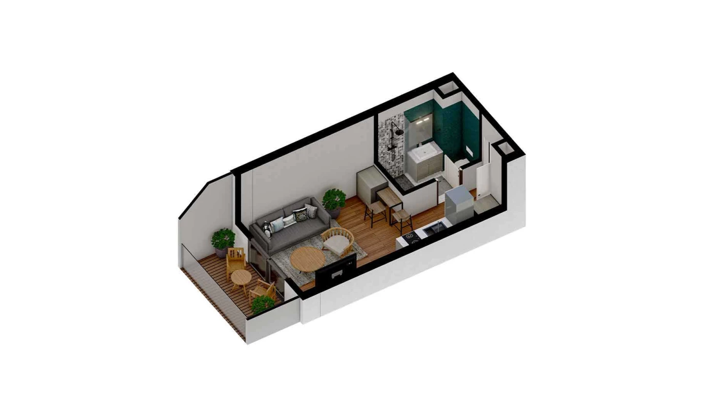 1-комн. квартира 25.24 м² 1/7 этаж | Жилой комплекс TUSHLAR VODIYSI 1-комн. квартира 25.24 м² 1/7 этаж | Жилой комплекс TUSHLAR VODIYSI