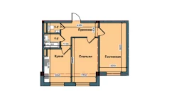 2-xonali xonadon 59.4 m²  1/9 qavat | NUR BARAKA Turar-joy majmuasi