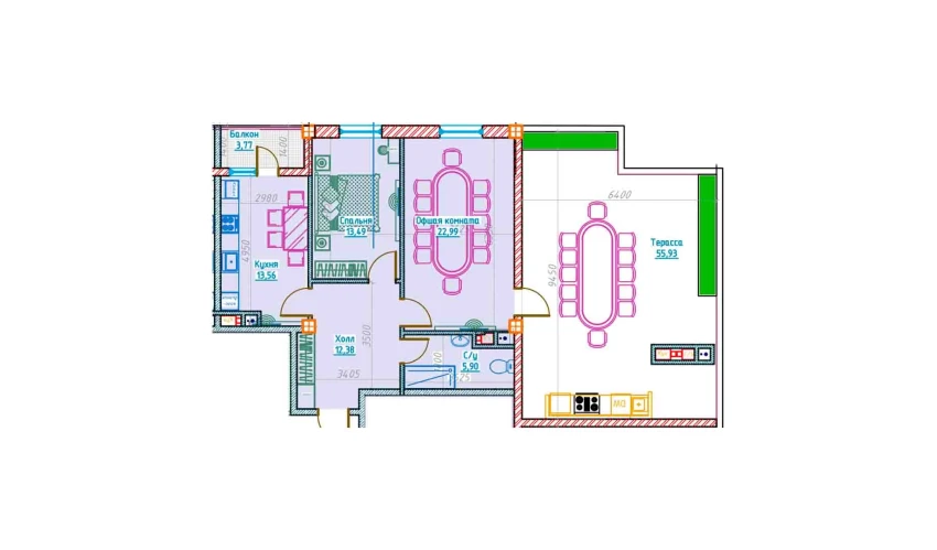 2-xonali xonadon 123.98 m²  13/13 qavat | Al-Qasr Turar-joy majmuasi