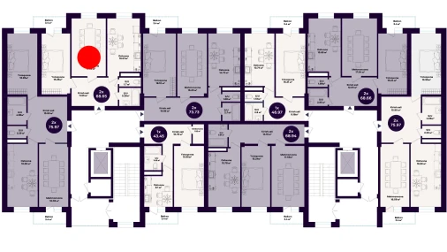 2-комнатная квартира 68.65 м²  8/10 этаж | Жилой комплекс KAMALAK