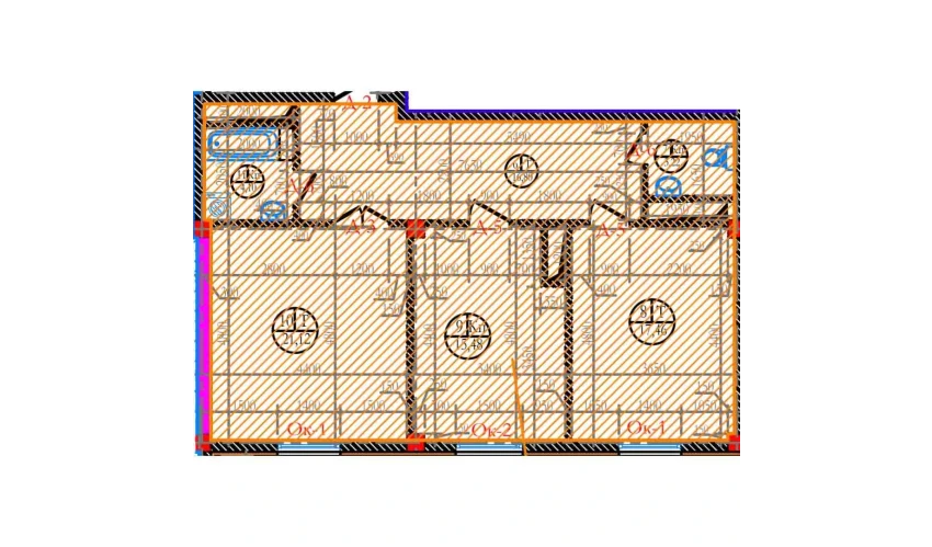 3-xonali xonadon 58.25 m²  1/8 qavat | Ziynat Capital Turar-joy majmuasi