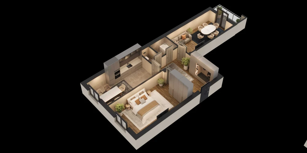 2-комн. квартира 83.75 м²  5/8 этаж | Жилой комплекс Saxro