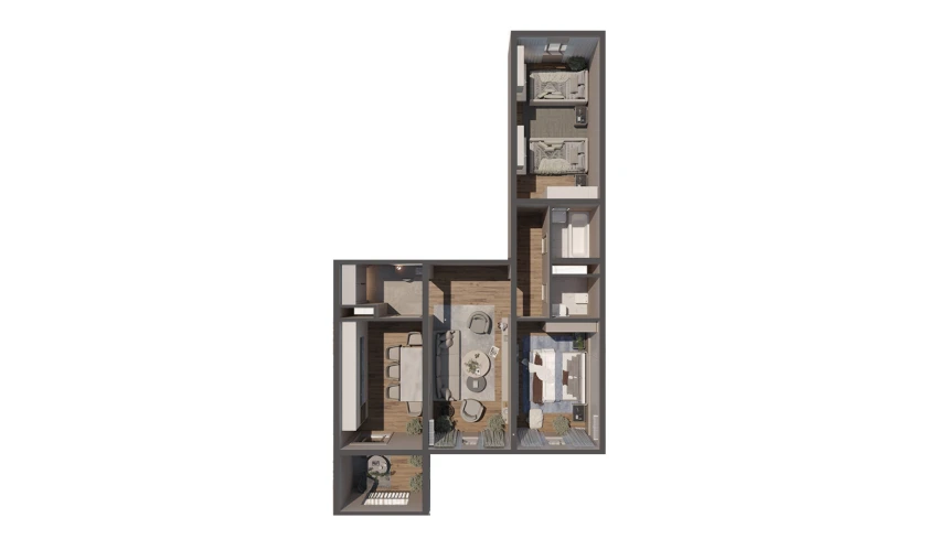 3-xonali xonadon 82.48 m²  11/14 qavat | JOMIY RESIDENCE Turar-joy majmuasi
