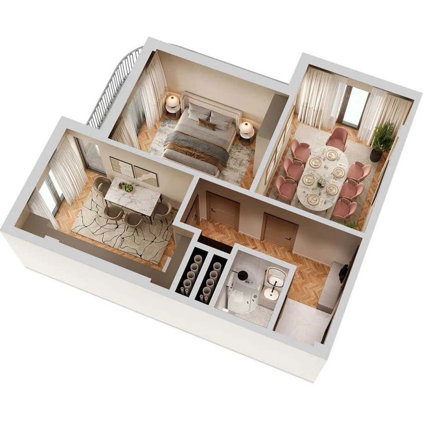 2-xonali xonadon 65 m²  12/12 qavat | SOKIN SOHIL Turar-joy majmuasi
