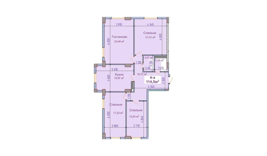 4-xonali xonadon 114.5 m²  1/9 qavat | SHAYX-UL OLAM Turar-joy majmuasi