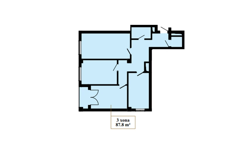 3-xonali xonadon 87.8 m²  13/16 qavat | Musaffo Turar-joy majmuasi