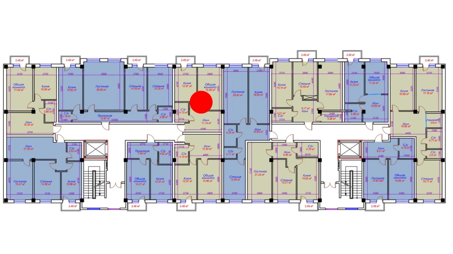 1-xonali xonadon 46.19 m²  6/10 qavat | Ko'kcha-Oqtepa Turar-joy majmuasi