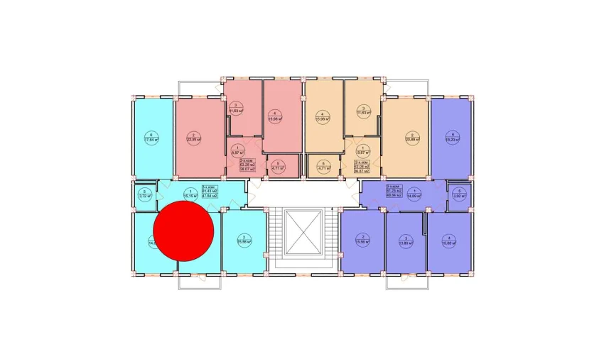 3-xonali xonadon 81.43 m²  6/7 qavat | Ashxabod Turar-joy majmuasi