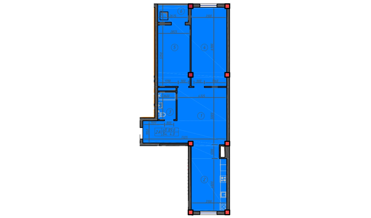 2-комн. квартира 89 м²  9/12 этаж | Жилой комплекс Sokin hayot
