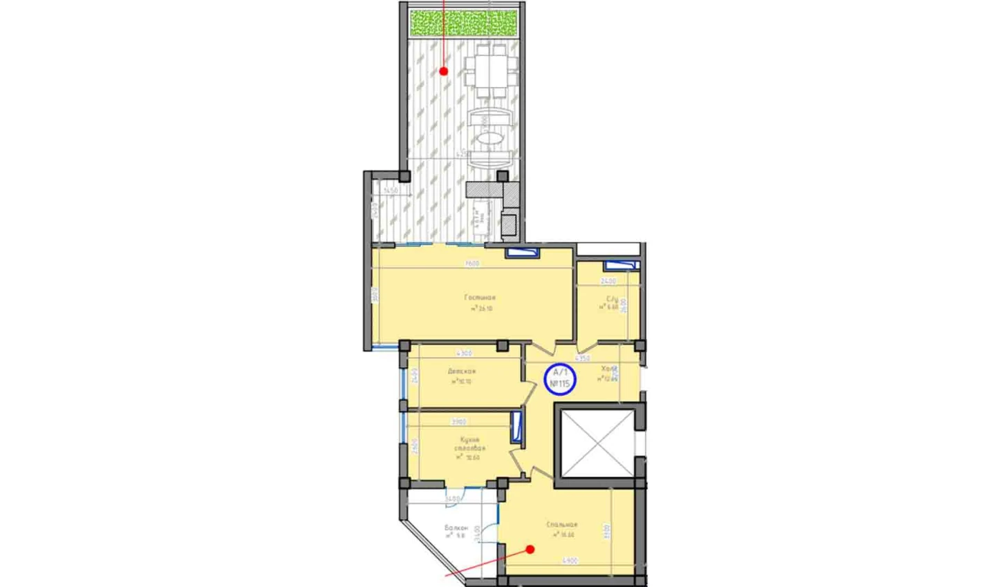 3-xonali xonadon 140.1 m²  13/13 qavat | ORZU SAROYI Turar-joy majmuasi