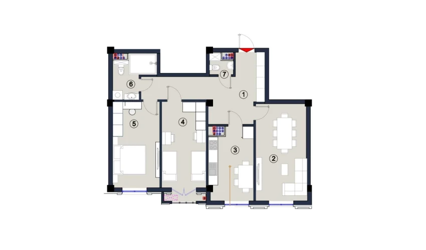 3-xonali xonadon 179 m²  9/9 qavat | FLORYA RESIDENCE Turar-joy majmuasi