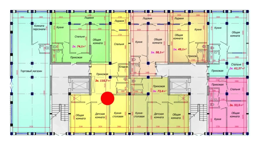 3-комн. квартира 110.7 м²  1/9 этаж | Жилой комплекс VATAN