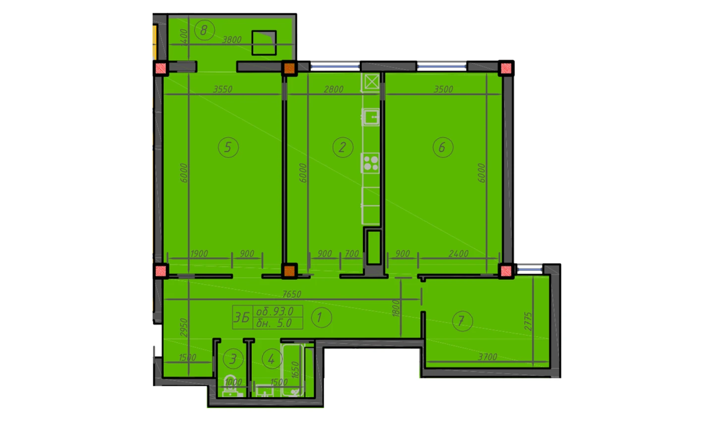 3-xonali xonadon 93 m² 11/12 qavat | Sokin hayot Turar-joy majmuasi 3-xonali xonadon 93 m² 11/12 qavat | Sokin hayot Turar-joy majmuasi