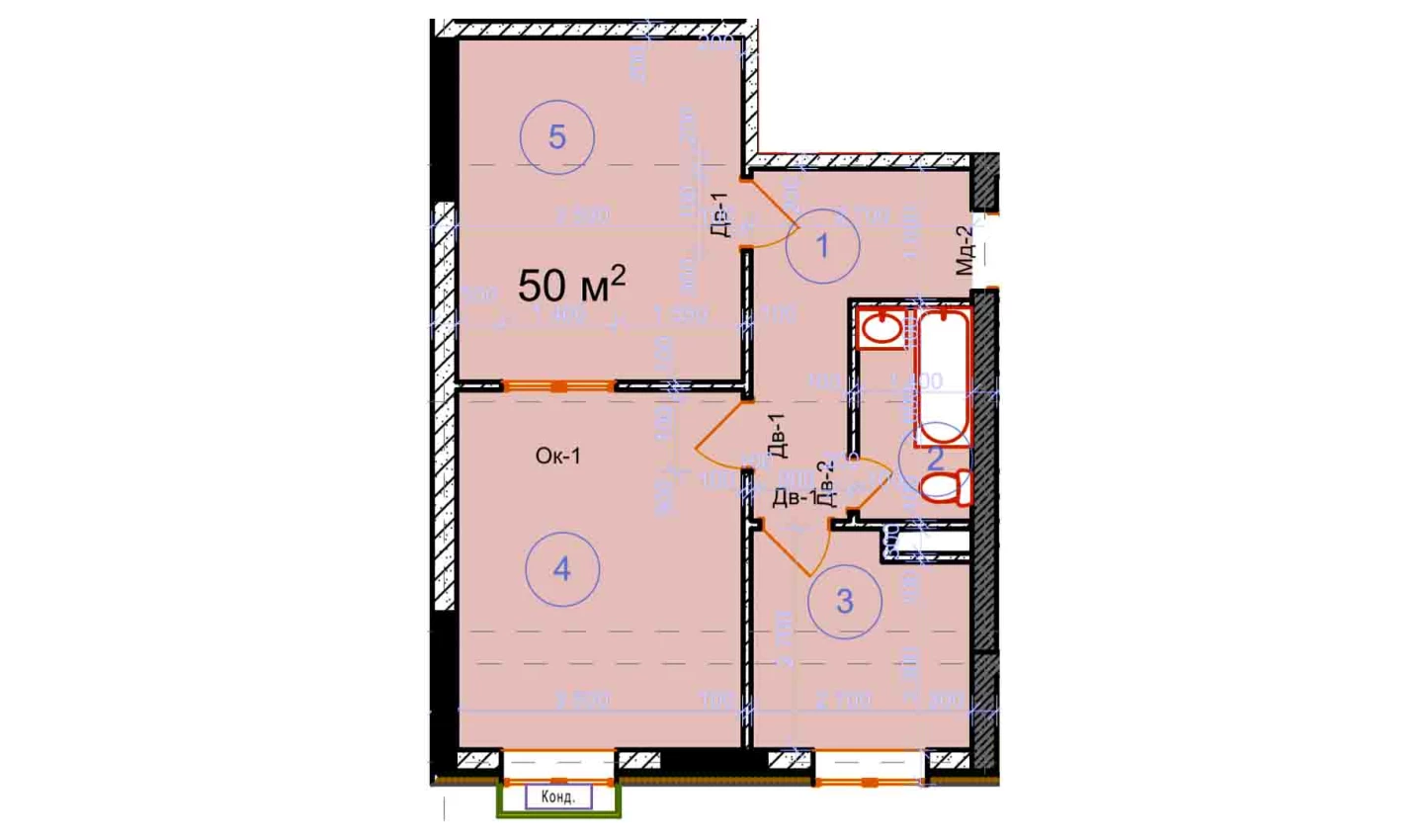2-xonali xonadon 50 m²  9/9 qavat | Uchtepa Avenue Turar-joy majmuasi