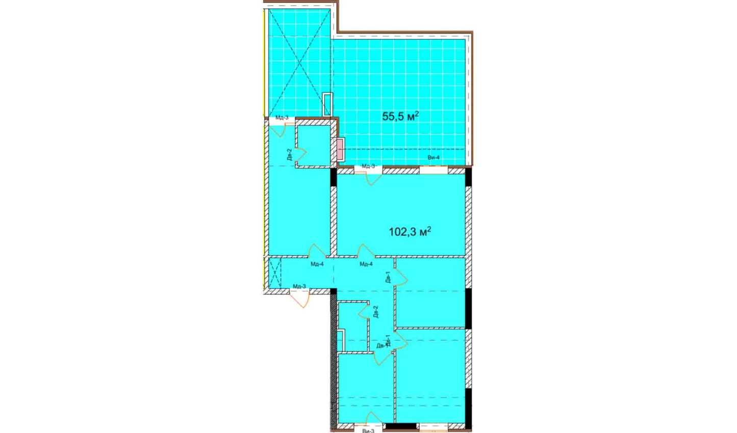 4-xonali xonadon 102.3 m²  13/9 qavat | Uchtepa Avenue Turar-joy majmuasi