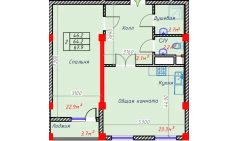 2-xonali xonadon 67.9 m²  9/9 qavat | Hakimi Towers Turar-joy majmuasi