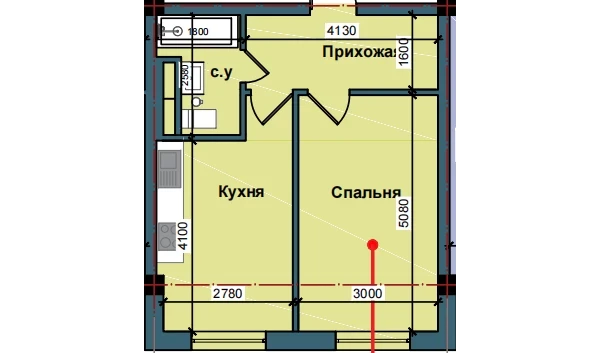 1-комнатная квартира 40.7 м²  1/9 этаж | Жилой комплекс NUR BARAKA
