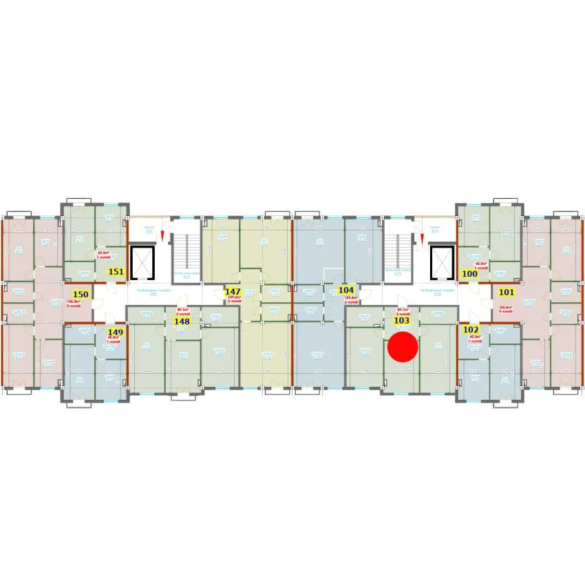 2-комн. квартира 89.1 м²  9/9 этаж | Жилой комплекс YANGI AVLOD