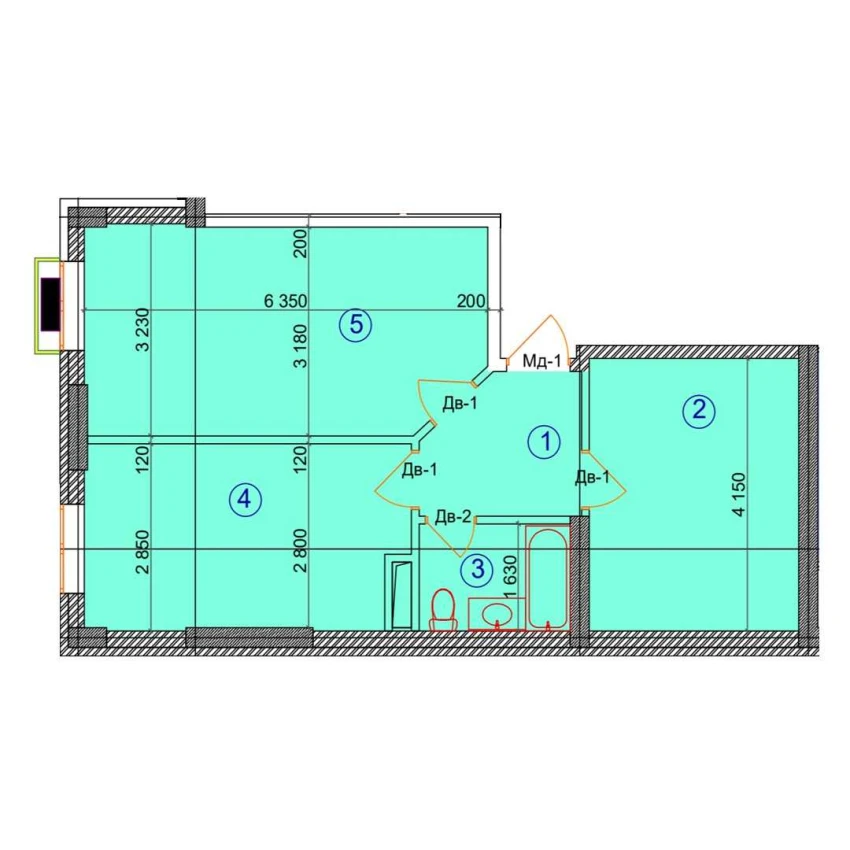 2-xonali xonadon 58.4 m²  5/9 qavat | Uchtepa Avenue Turar-joy majmuasi