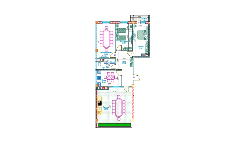 3-комнатная квартира 136.82 м²  13/13 этаж | Жилой комплекс Al-Qasr