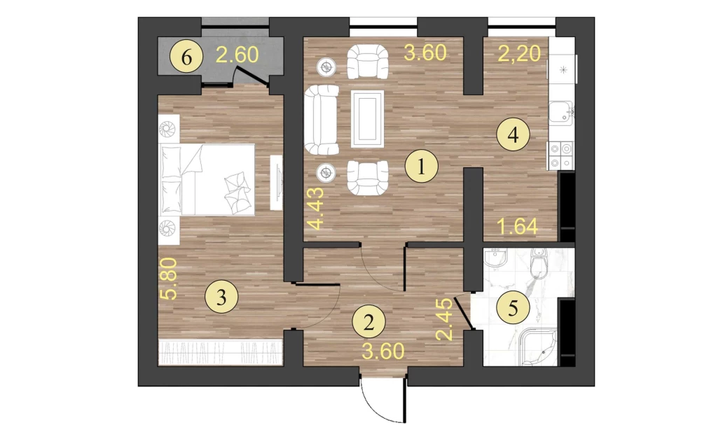 2-комн. квартира 55.8 м²  8/16 этаж | Жилой комплекс ISLOMOBOD