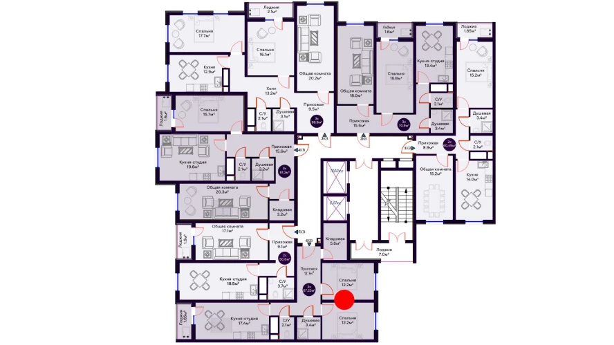 3-комн. квартира 67.25 м²  9/16 этаж | Жилой комплекс Crystal Avenue