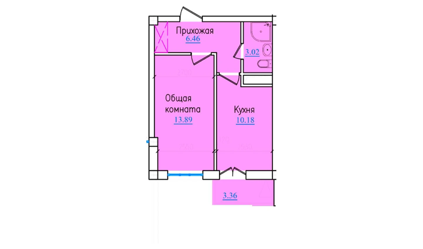 1-комн. квартира 36.91 м²  6/9 этаж | Жилой комплекс PROVANS