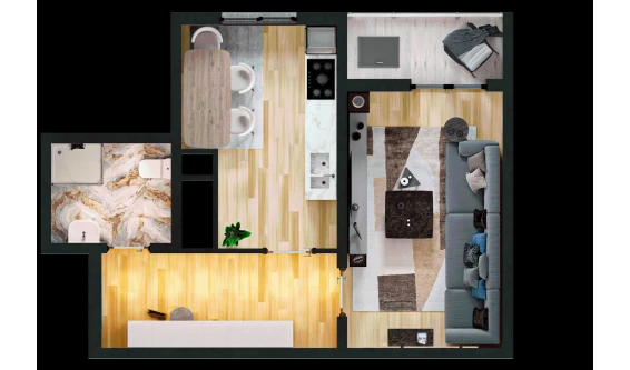 1-комнатная квартира 39.6 м²  3/16 этаж | Жилой комплекс TRINITY