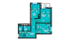 2-xonali xonadon 66.1 m²  2/13 qavat | Bog'dod City Turar-joy majmuasi