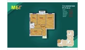 3-xonali xonadon 61.4 m²  6/9 qavat | MBG Turar-joy majmuasi
