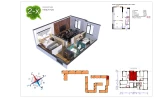 2-xonali xonadon 45.1 m²  4/9 qavat | Uchtepa Avenue Turar-joy majmuasi