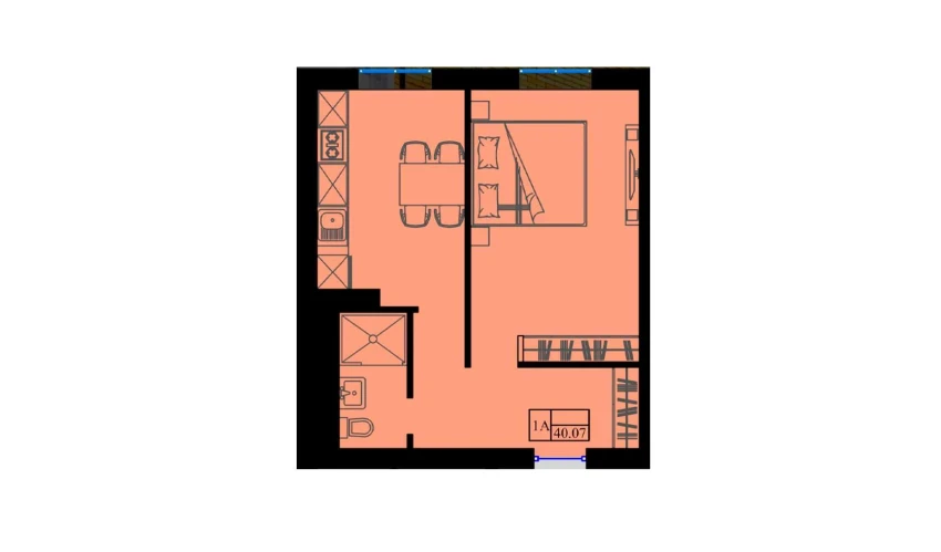 1-комнатная квартира 41 м²  7/7 этаж | Жилой комплекс Sohil