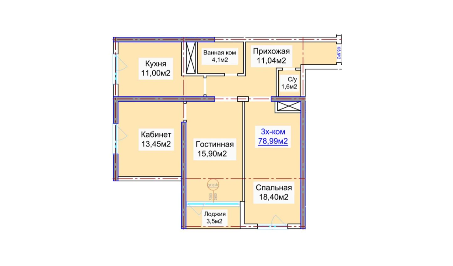 3-комн. квартира 78.99 м² 11/16 этаж | Жилой комплекс ELITE ECO CITY 3-комн. квартира 78.99 м² 11/16 этаж | Жилой комплекс ELITE ECO CITY