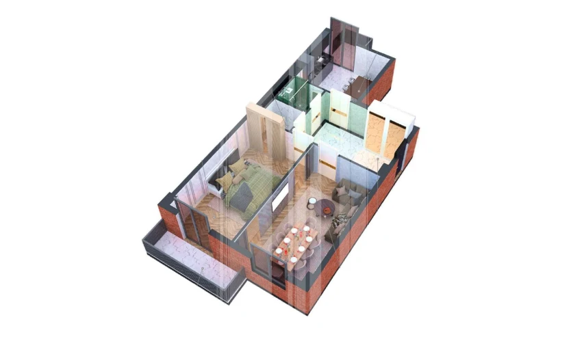 2-xonali xonadon 70.8 m²  4/7 qavat | O'ZBEGIM Turar-joy majmuasi